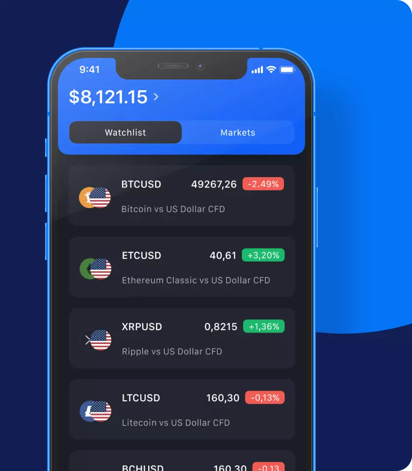 تداول CFD على Crypto أثناء التنقل
