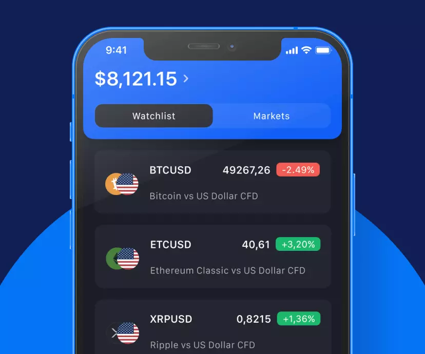 تداول CFD على Crypto أثناء التنقل